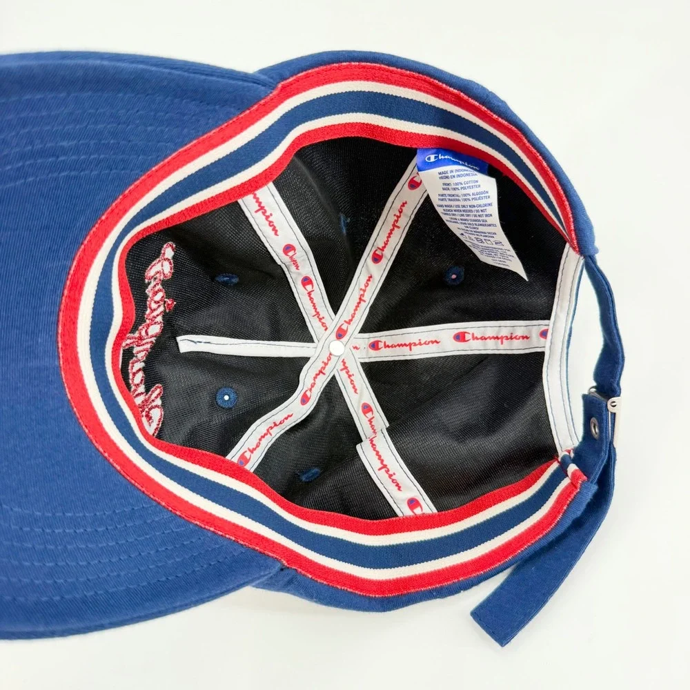 Champion Script Logo Baseball Cap Navy Blue Adjustable Dad Hat NWT One Size